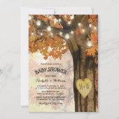 素朴な秋の木の裏庭ベイビーシャワー 招待状 (正面)