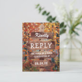 素朴な秋の森のウェディング 受付確認 インビテーションポストカード (スタンド正面)