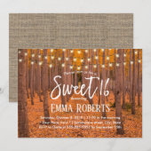 素朴な秋の森のストリングライト スイート16 招待状 (正面/裏面)