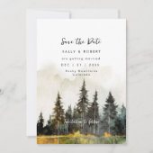 素朴な秋の森の結婚式の日付カードを保存 サンキューカード (正面)