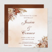 素朴な秋の水彩花のウェディング 招待状 (正面/裏面)
