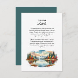 素朴な秋の湖畔の森のウェディング エンクロージャーカード