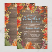 素朴な秋の男の子のベビーシャワーの招待状 招待状 (正面/裏面)