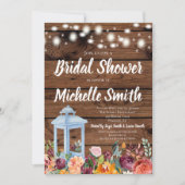 素朴な秋の秋の花のランタンのブライダルシャワー 招待状 (正面)