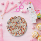 素朴な秋の秋の花の花柄パターン ペーパープレート (パーティー)