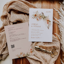 素朴な秋の秋花模様結婚式招待状 招待状