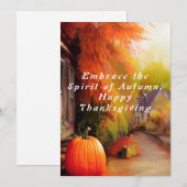 素朴な秋の精神 感謝祭の喜び 招待状 (正面/裏面)