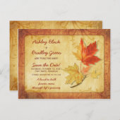 素朴な秋の紅葉 ウェディング・セーブ・ザ・デート ポストカード (正面/裏面)