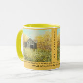 素朴な秋の納屋"古い道"の金ゴールドのマグ マグカップ (正面左)