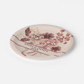 素朴な秋の花が淡いベージュの水彩画で咲き誇る ペーパープレート (アングル)