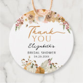 素朴な秋の花とカボチャのブライダルシャワーお礼 フェイバータグ (正面)