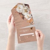 素朴な秋の花と葉のディナーのご案内 オールインワン招待状 (貼ってはがせる)