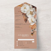 素朴な秋の花と葉のディナーのご案内 オールインワン招待状 (内側)