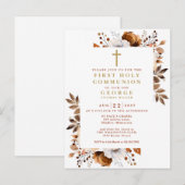 素朴な秋の花のファーストホーリーコミュニオン招待状 ポストカード (正面/裏面)