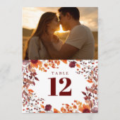 素朴な秋の花の写真テーブルナンバー 招待状 (裏面)