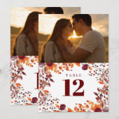 素朴な秋の花の写真テーブルナンバー 招待状 (正面/裏面)