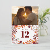 素朴な秋の花の写真テーブルナンバー 招待状 (スタンド正面)