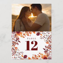 素朴な秋の花の写真テーブルナンバー 招待状