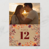 素朴な秋の花の写真テーブルナンバー 招待状 (裏面)