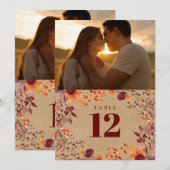 素朴な秋の花の写真テーブルナンバー 招待状 (正面/裏面)