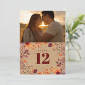 素朴な秋の花の写真テーブルナンバー 招待状 (スタンド正面)