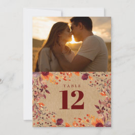 素朴な秋の花の写真テーブルナンバー 招待状