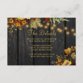 素朴な秋の花の木製ウェディングゲスト詳細 エンクロージャーカード (正面)