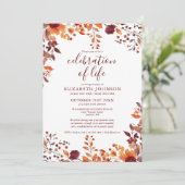 素朴な秋の花の生命のお祝い 追悼式 招待状 (スタンド正面)