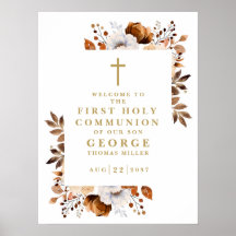 素朴な秋の花の聖餐歓迎看板