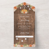 素朴な秋の花の飾り付きパンプキン ストリング ライト ウェディング オールインワン招待状 (内側)