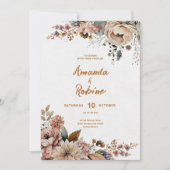 素朴な秋の花を飾ったウェディング・招待状 招待状 (正面)