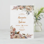 素朴な秋の花を飾ったウェディング・招待状 招待状 (スタンド正面)