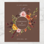 素朴な秋の花フレーム ワインボトルラベル ワインラベル (シングルラベル)