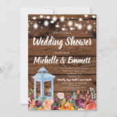 素朴な秋の花模様ランタン ウェディングシャワー 招待状 (正面)