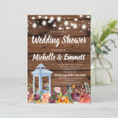 素朴な秋の花模様ランタン ウェディングシャワー 招待状 (スタンド正面)