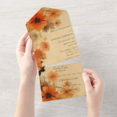 素朴な秋の花 オールインワン招待状 (貼ってはがせる)