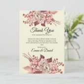 素朴な秋の花　クリーム色の背景　水彩画 サンキューカード (スタンド正面)