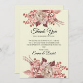 素朴な秋の花　クリーム色の背景　水彩画 サンキューカード (正面/裏面)