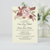 素朴な秋の花　クリーム色の背景　水彩画 招待状 (スタンド正面)