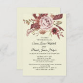 素朴な秋の花　クリーム色の背景　水彩画 招待状 (正面/裏面)