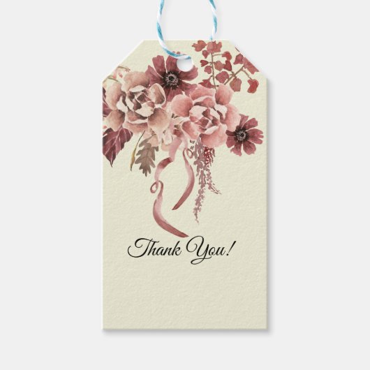 *素朴な秋の花 水彩クリーム背景 ギフトタグ (正面)