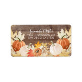 素朴な秋の落ち葉とかぼちゃの差出人ラベル ラベル (正面)
