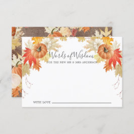 素朴な秋の落ち葉とかぼちゃの知恵の言葉 招待状
