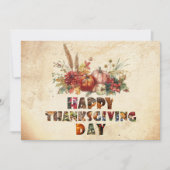 素朴な秋の落ち葉とカボチャ おかげさまで良い感謝祭を シーズンカード (正面)