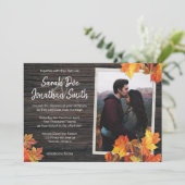 素朴な秋の落ち葉と木の招待状 招待状 (スタンド正面)