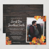 素朴な秋の落ち葉と木の招待状 招待状 (正面/裏面)