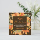 素朴な秋の落ち葉のスクエア感謝祭 カード (スタンド正面)