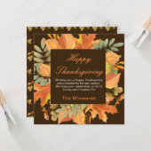 素朴な秋の落ち葉のスクエア感謝祭 カード (正面/裏面インサイチュ)