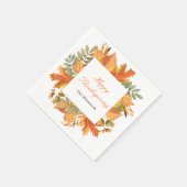 素朴な秋の落ち葉のスクエア感謝祭 スタンダードカクテルナプキン (角)