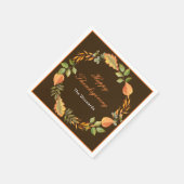 素朴な秋の落ち葉のスクエア感謝祭 スタンダードカクテルナプキン (角)